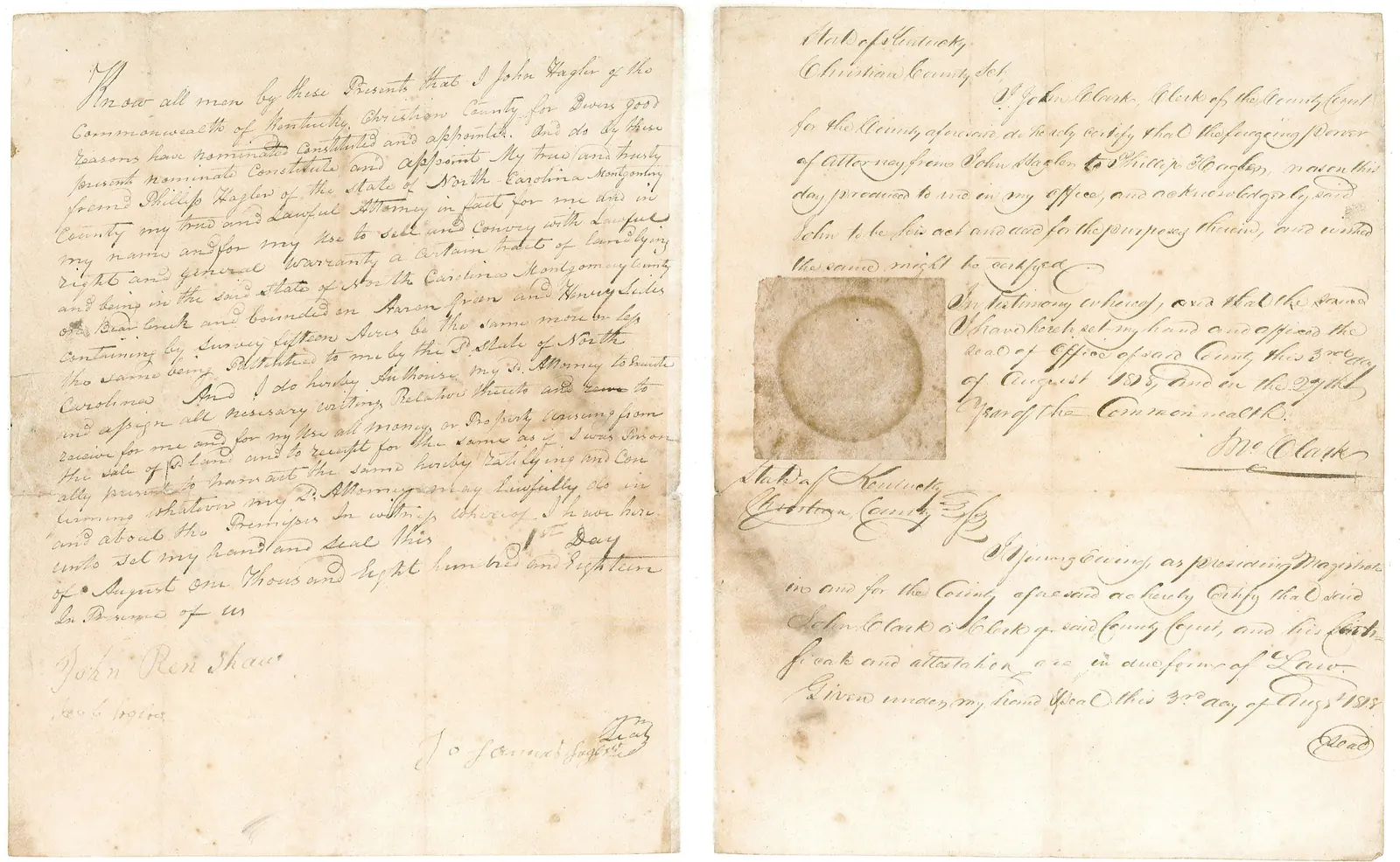 Un poder manuscrito de 1818 con la certificación del funcionario al margen: el documento y el acto que lo certifica son dos cosas distintas, y la apostilla valida la segunda